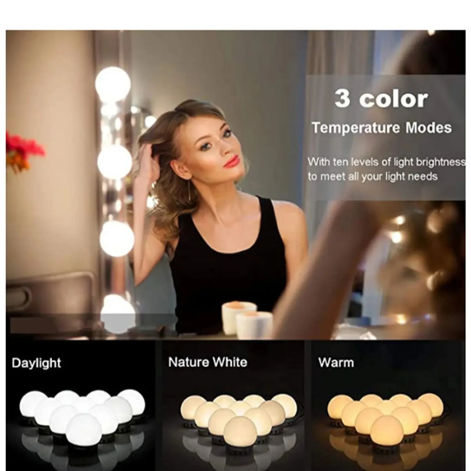 New Enhanced Elegant Dimmable Vanity Makeup Mirror Lights with USB Charging - Elevate Your Beauty Routine - Ideal for Bathroom,