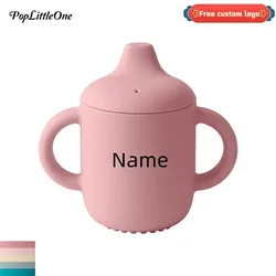 Personalized Name 1PC Baby Silicone Cup With Double Handle Portable Water Bottle For Kids Feeding Liquid Leakproof Baby Cups