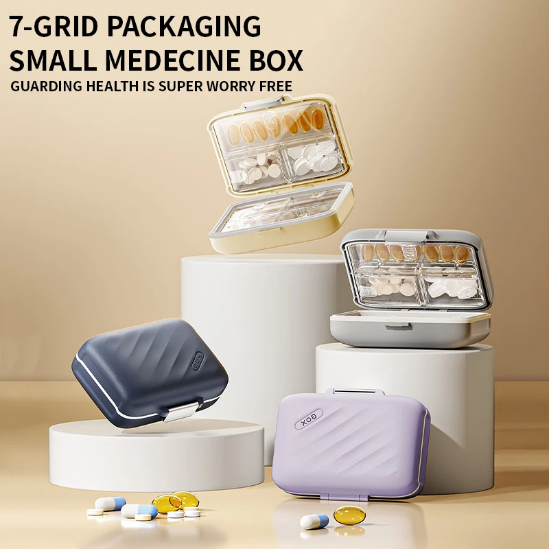 กล่องบรรจุยาทนแสง พกพาสะดวกสำหรับการเดินทางหนึ่งสัปดาห์ เครื่องประดับยา กล่องเก็บของกันความชื้นขนาดเล็กแบบปิดผนึก