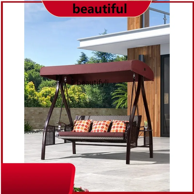 

Swing Outdoor Garden Rocking Chair Villa Double to Swing Iron Glider Terrace Courtyard h