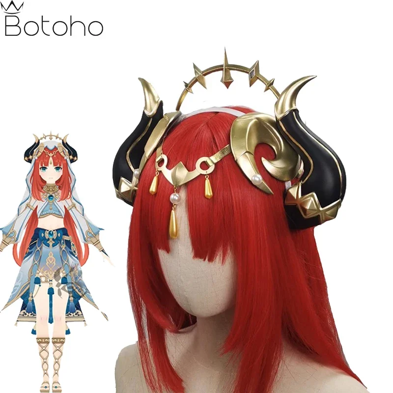 Nilou Cosplay Headwear Wigs Game Genshin Impact Nilou Cosplay Costume Accessories Women Horns Headwear Halloween Carnival Props