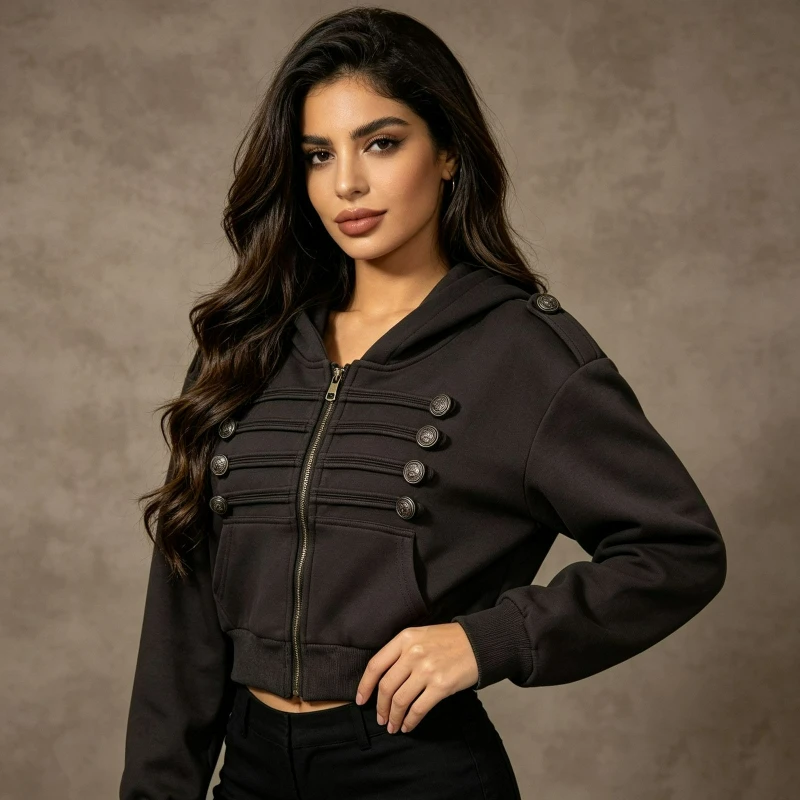 Sweet Cool Hot Girls Style Women's Hooded Sweatshirts Jacket 2026 Autumn Zipper Buckle Loose Versatile Long-sleeved Coat Ladies