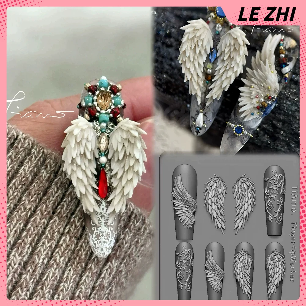 

1Pcs Beautiful High-End Wings 3D Acrylic Silicone Manicure Template Mold Charm Diy Design Nail Art Carving Mold Accessories