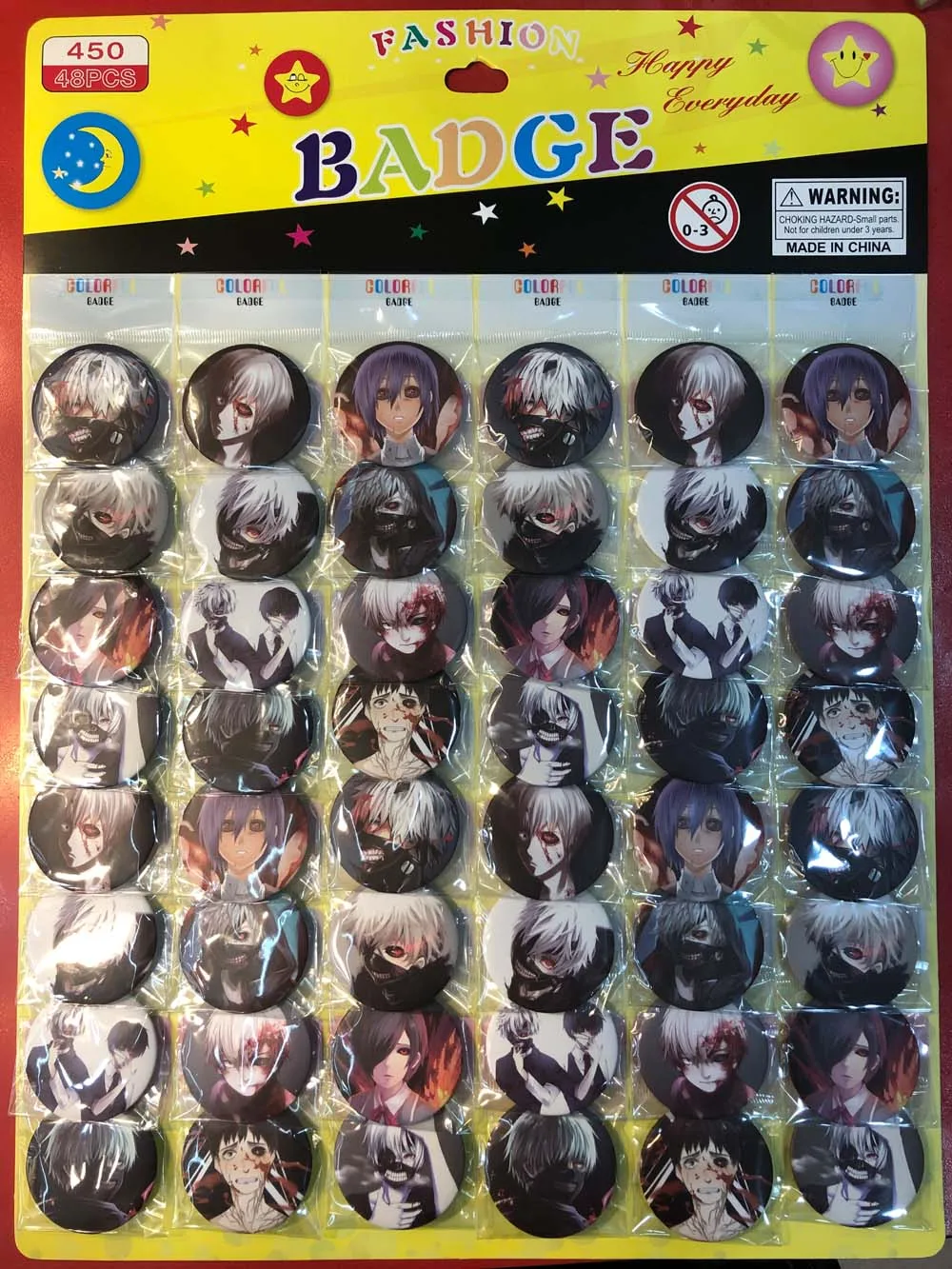 New 48 Pcs/Set  Kid's Tokyo Ghoul Cartoon Anime Brooches Pin Badge 45MM 4.5CM  Gifts for Friends Jewelry Wholesale #02