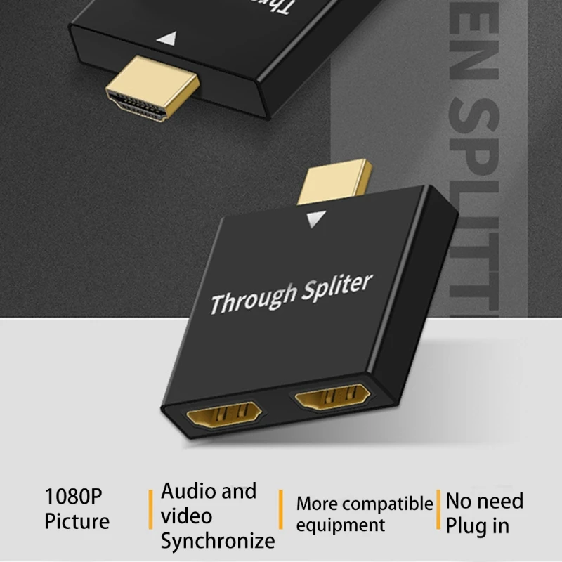 HDMI อะแดปเตอร์1ถึง2 Way หอพักสำนักงาน Splitter อะแดปเตอร์ชายหญิงคู่สำหรับแล็ปท็อป k1KF