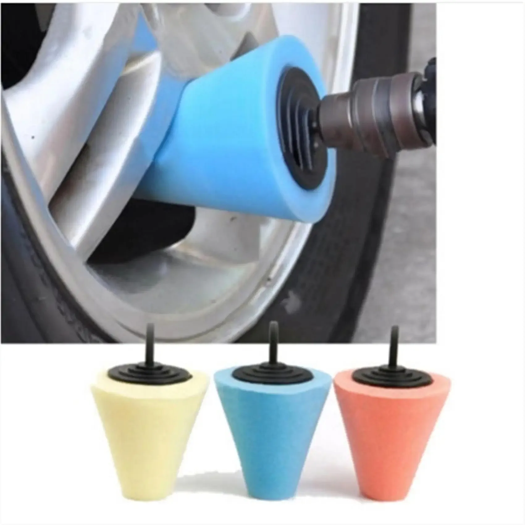 New Auto Wheel Used For Electric Drill Burnishing Ball Polishing Cone Set Car Hub Buffing Sponge Kit