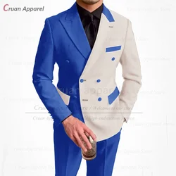 Chic Men Suit Set Wedding Party Grooms Elegant Outfits Evening Dinner Slim Fit Tuxedos Formal Activities Business Blazer Pants