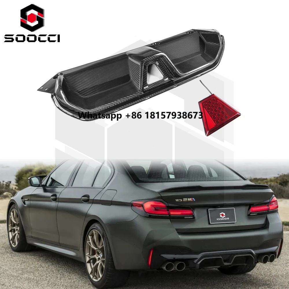 

Carbon Fiber CS Type Rear Diffuser With LED for M5 F90 LCI Rear Bumper Lip Under Spoiler Rear Lip Splitter