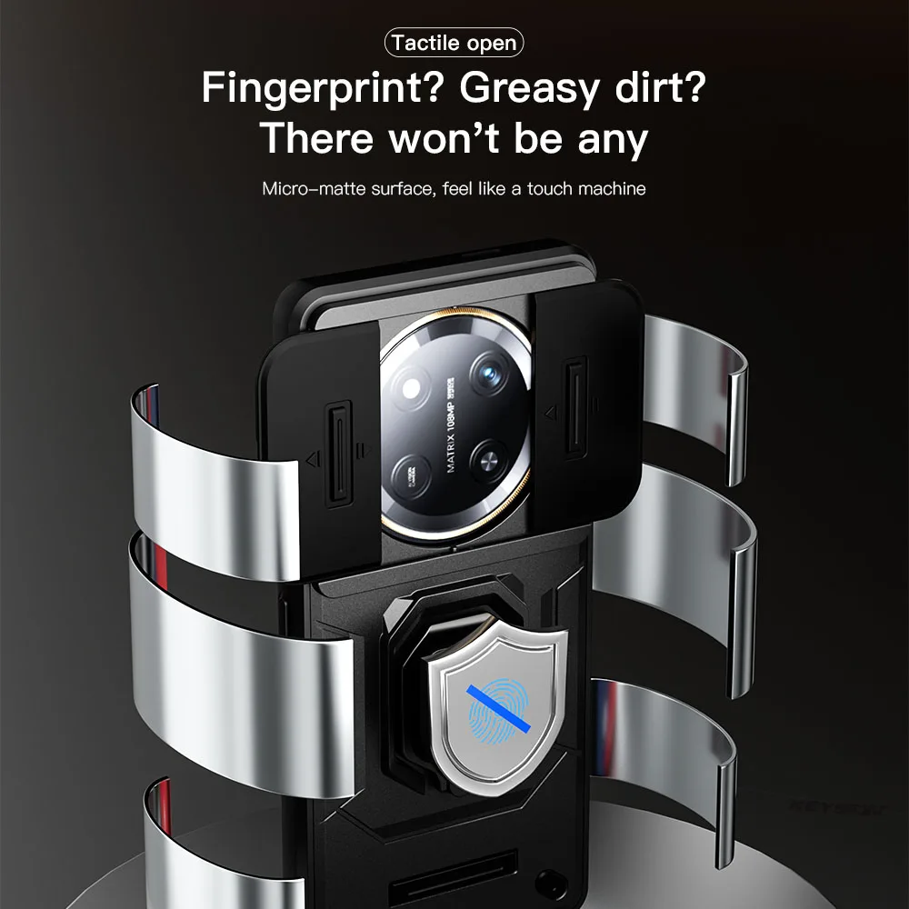 KEYSION Shockproof Case for HONOR X9c 5G Magic7 Lite 5G Slide Camera Lens Protection Ring Stand Phone Cover for Honor X60 Pro 5G