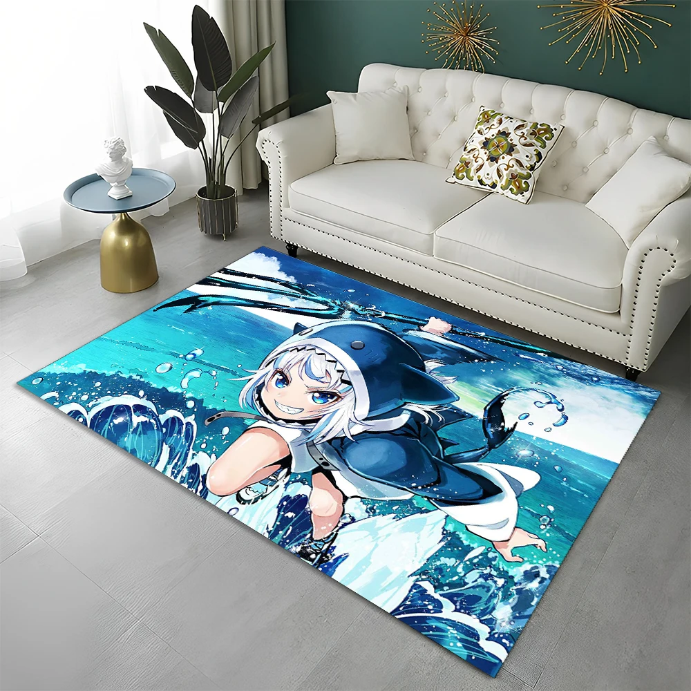 

3D Cute Gawr Gura Hololive Cartoon Carpet Rug for Home Living Room Bedroom Sofa Doormat Decor,kids Area Rug Non-slip Floor Mat