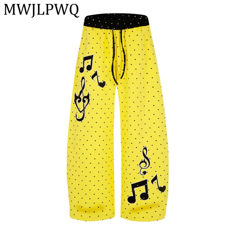 

MWJLPWQ Polka Dot Print Loose Casual Sweatpants For Men Women Trendy Vibe Niche Embroidery Design Curved Trousers Autumn 16726