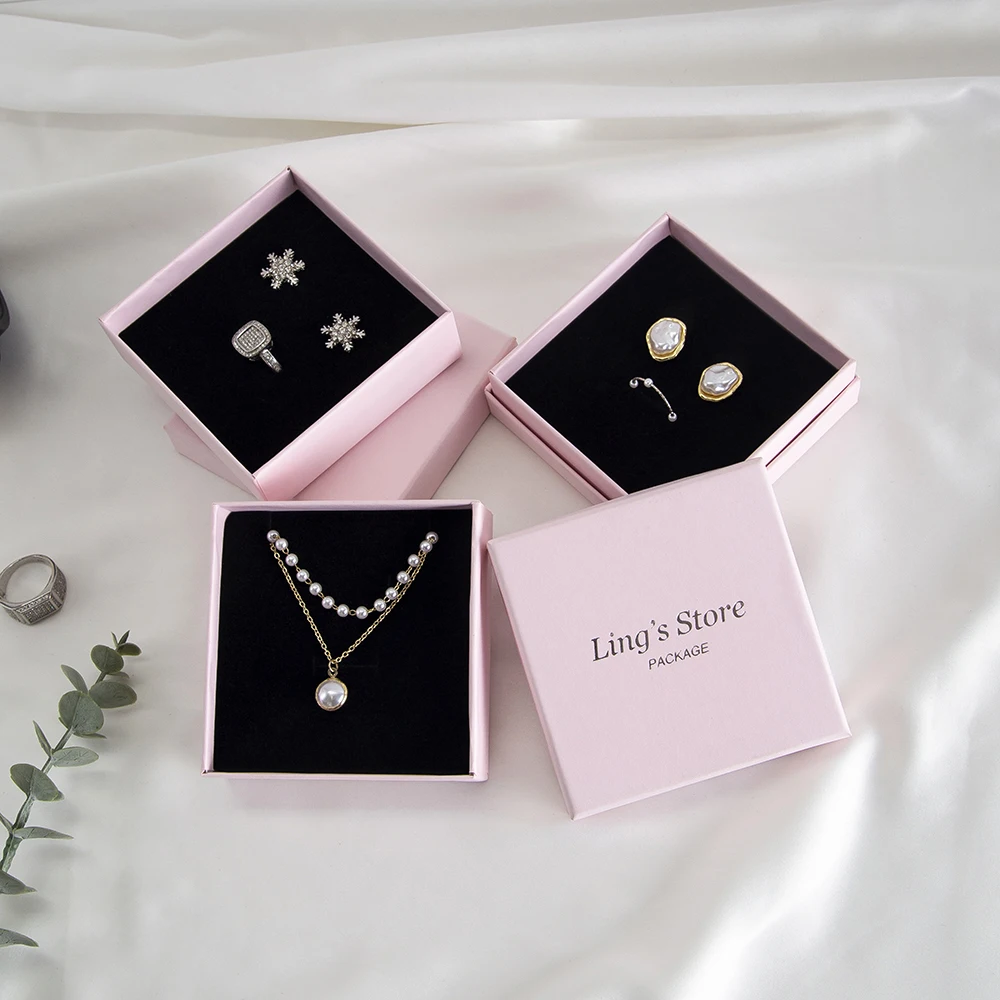 

24Pcs Personalized Logo Jewelry Paper Gift Box Wedding Favors Ring Earring Necklace Pendant Bracelet Stud Bag Storage Packaging