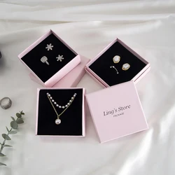 24Pcs Personalized Logo Jewelry Paper Gift Box Wedding Favors Ring Earring Necklace Pendant Bracelet Stud Bag Storage Packaging