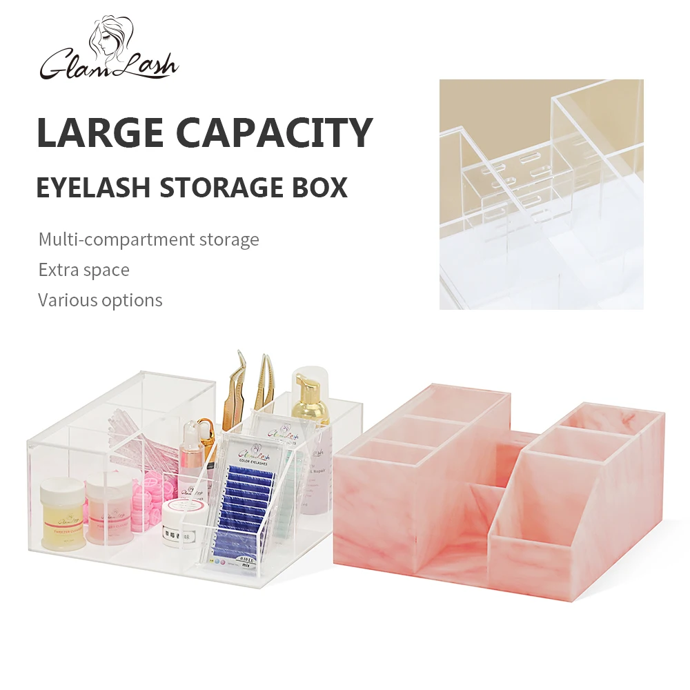 

GLAMLASH Large Capacity Multifunctional Eyelash Extension Storage Box Acrylic Material Lashes Cosmatic Tools Storage Box