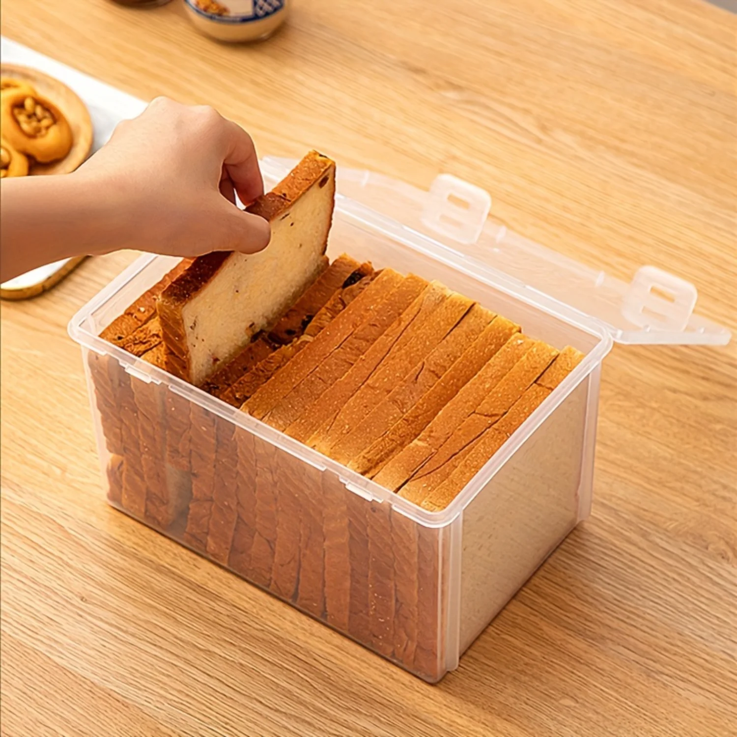 

Large Clear Bread Box - Airtight Plastic Container for Fresh Bread and Toast - Kitchen Bread Keeper Room accessories for men