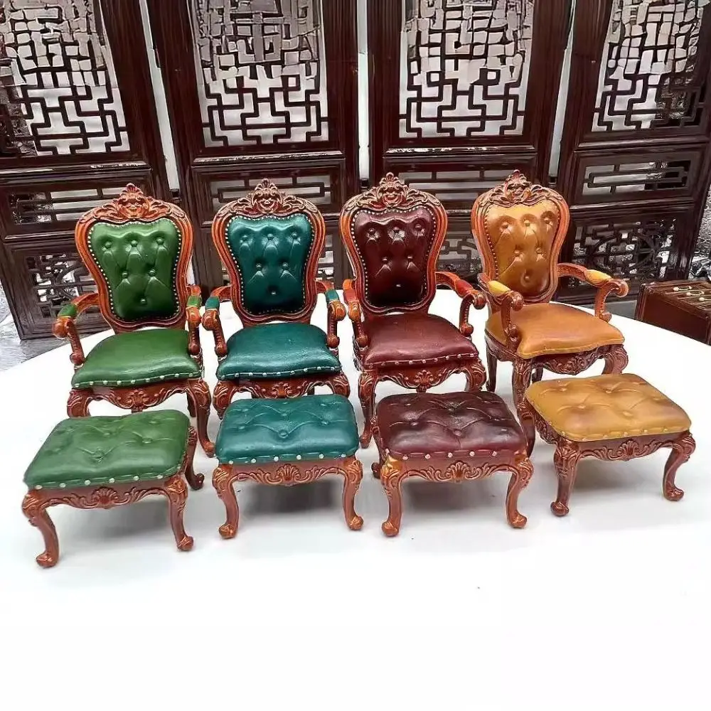 1:12 Dollhouse DIY Miniatures Furniture Chairs Vintage European Style Accessories Toy Furniture Dollhouse Ornament