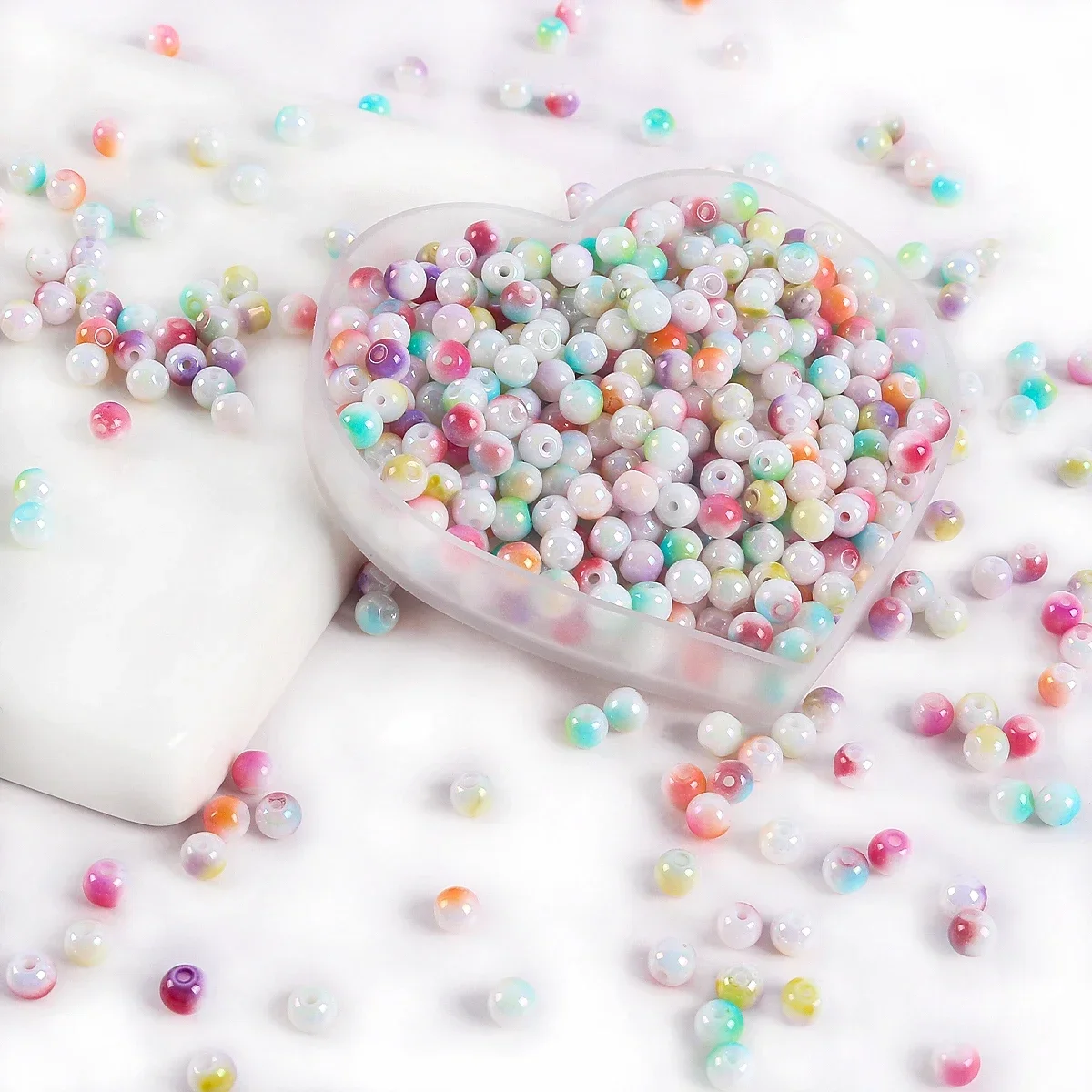 4mm Jewelry Making Findings Acrylic Seed Spacer Painted Beads Colorful Gradient Round Shape Beads DIY  Accessories