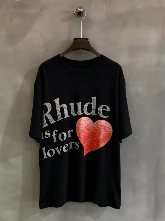 2026 new Vintage Distressed Red Heart Letter Graphic Print High‑Quality Comfort Loose Retro Short‑Sleeve Tee
