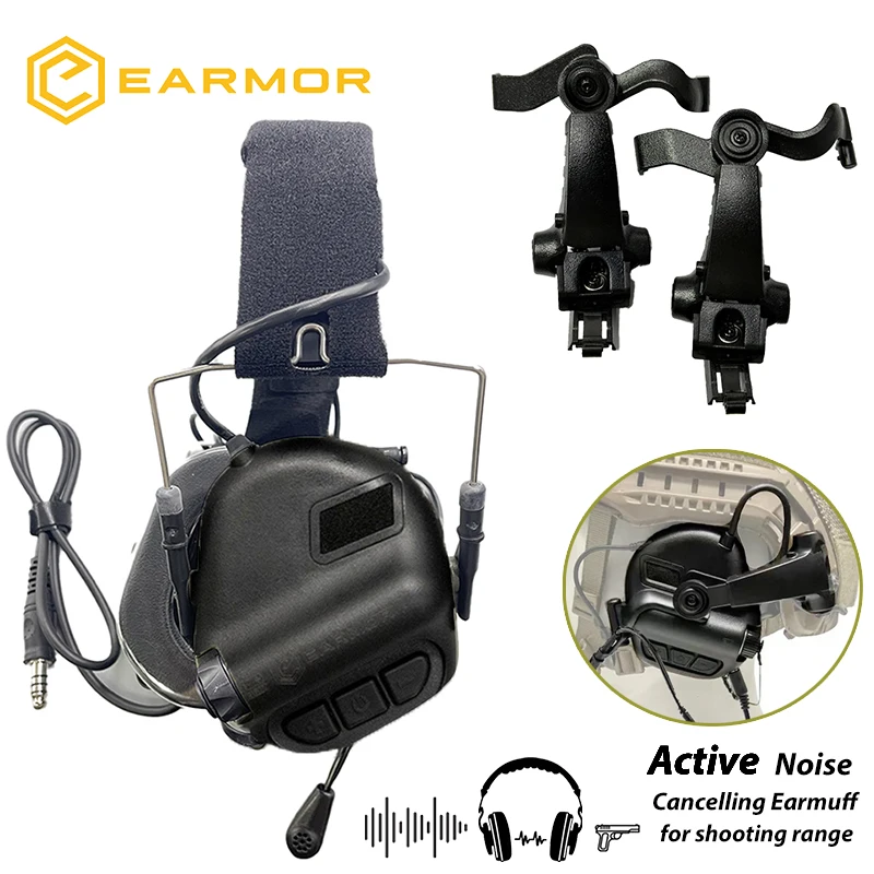 

NEW Upgrade EARMOR M32X Tactical Helmet Headphones Electronic Shooting Earmuffs Equipped with ARC Helmet Rail Adapter