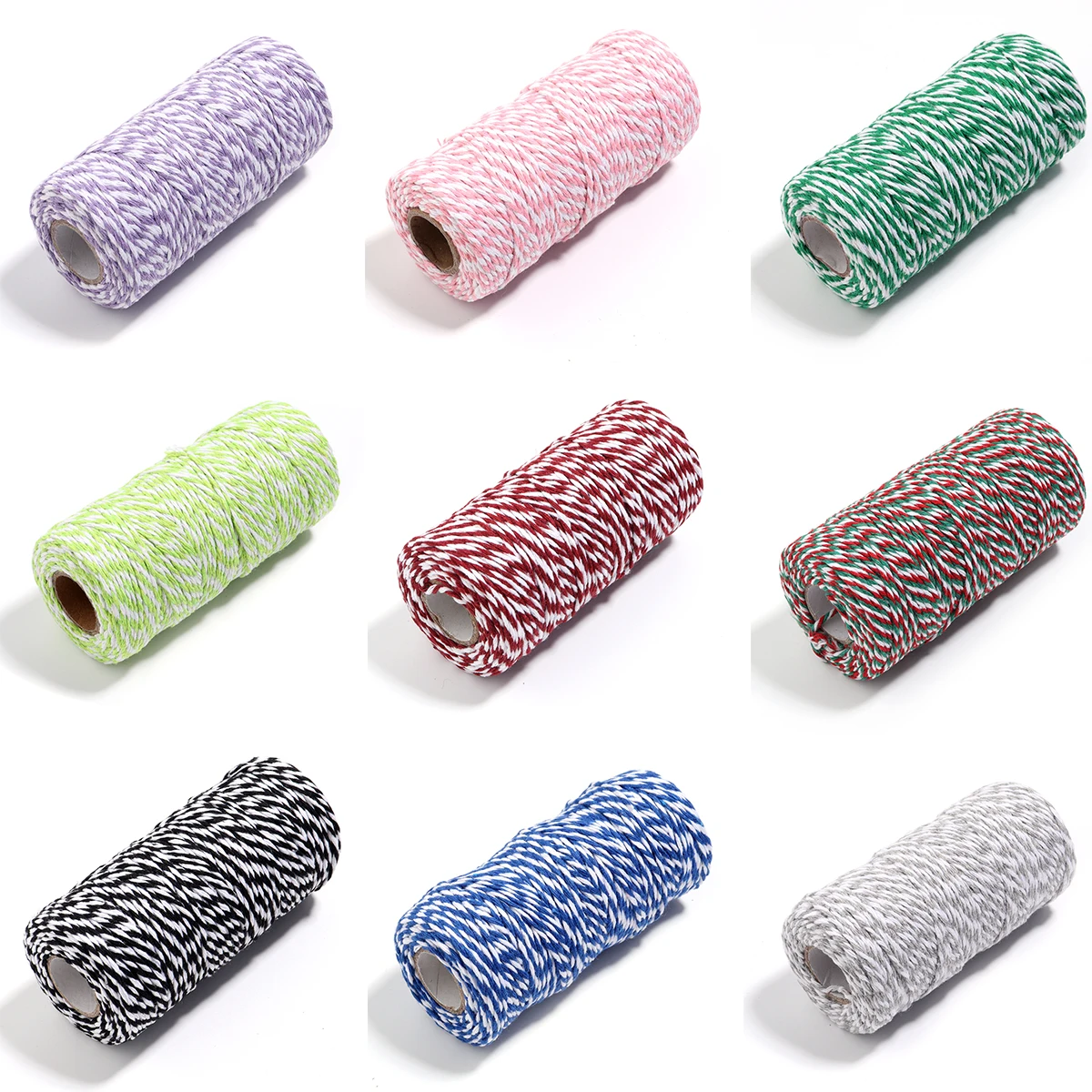 100M/Roll 2mm Boulangers Fille Cordes de coton corde pour la décoration maison fait main cadeau de Noël Emballage artisanat bricolage cadeau d'emballage