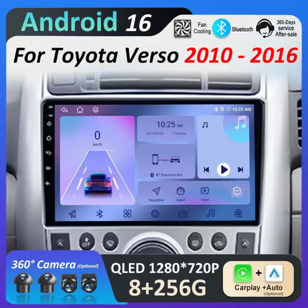 

Для Toyota Verso 2010-2016 Android Auto Wireless Carplay Автомобильный видеорадио Мультимедийный плеер 2,5D Сенсорный экран WIFI Аксессуары