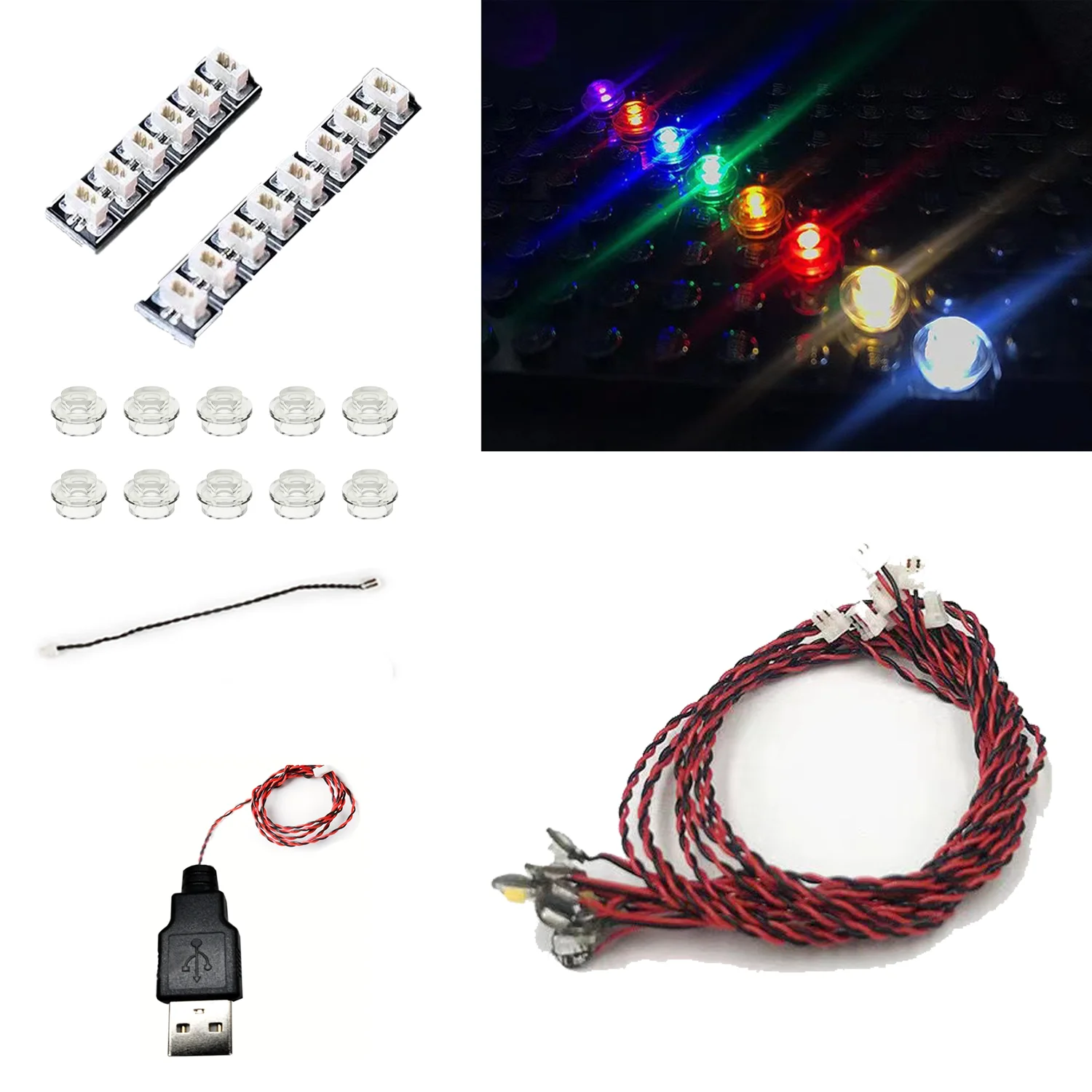 10-teiliges buntes LED-Beleuchtungsset, DIY-Bausteinbeleuchtung, kompatibel mit Lego-Bausteinmodellen, beleuchte deinen Bau.