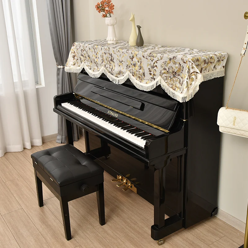 Piano Dust Hot Gold Fringed PianoHalf Cover Piano