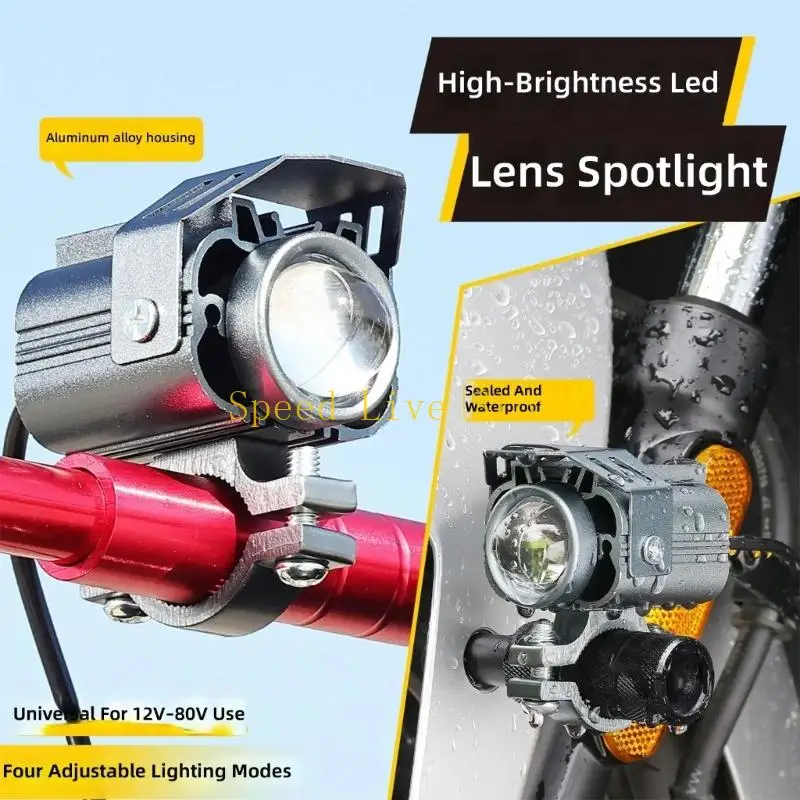 547C Motorcycle Driving 12-80V Projector Light with 12W Aluminum Housing and Front Bracket for Low-Visibility Road