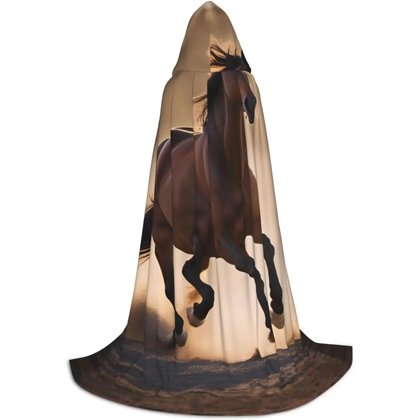 

Running Horses Print Hooded Cloak For Men Ultimate Halloween Costume,Perfect For Role Play Parties Water Resistant