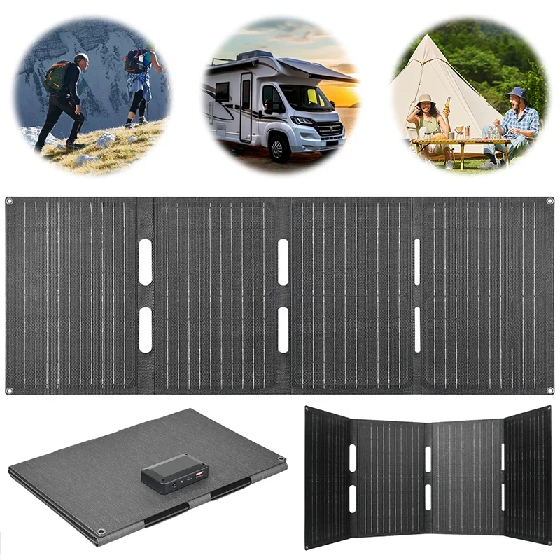 80W Folding Solar Panel IP65 Waterproof Foldable Solar Charger Portable Solar Panel Charger Outdoor Phone Power Bank for Phone