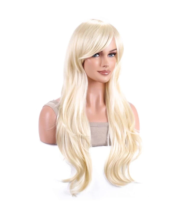 باروكات طويلة مموجة، شعر نسائي خفيف الشعر مع باروكات ذهبية، تم تركيبها للشعر المستعار اليومي للعب الأدوار في الحفلات #6