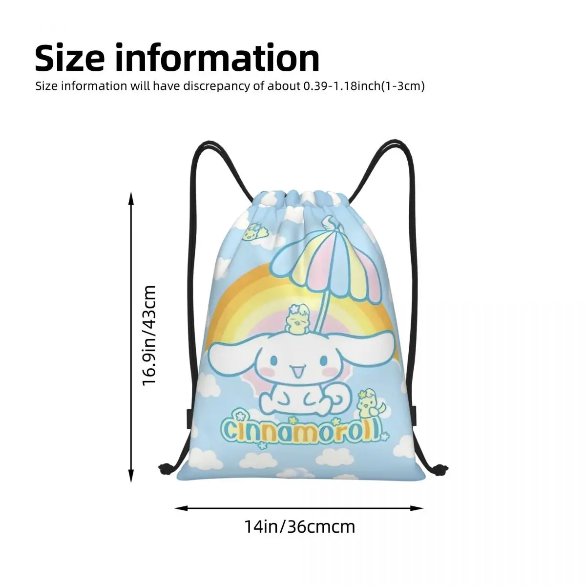 حقيبة ظهر رياضية برباط كرتوني من سانريو سينامورول مخصصة للنساء والرجال حقيبة تسوق أنيمي لطيفة