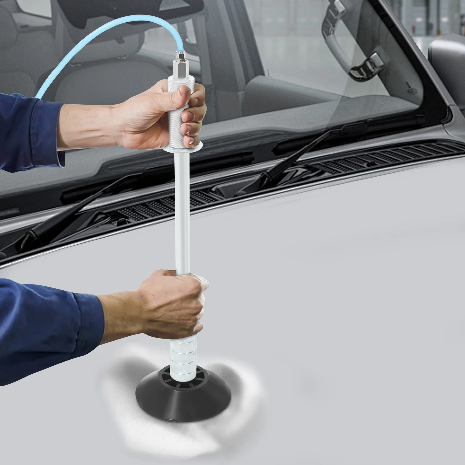 Conjunto de ferramentas pneumáticas para reparo de amassados - 3 ventosas (3,15/4,65/6,1 pol.), 70-170 PSI, aço galvanizado, mangueira e fita PTFE, seguro para pintura