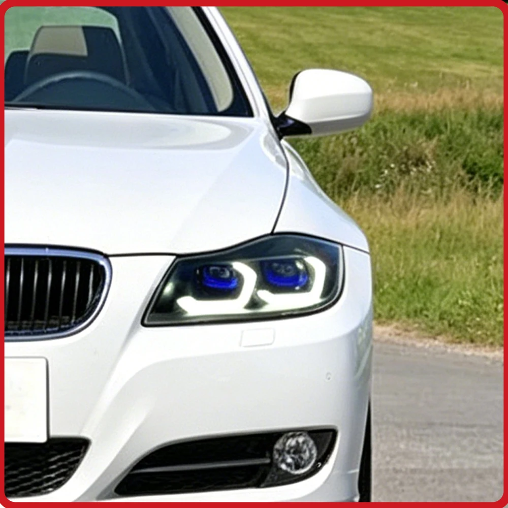 For BMW 3 Series E90 2005-2012 Car Headlights Assembly Upgrade LED Accessories,Startup Effect,Streamer Turn Light,Dual Color