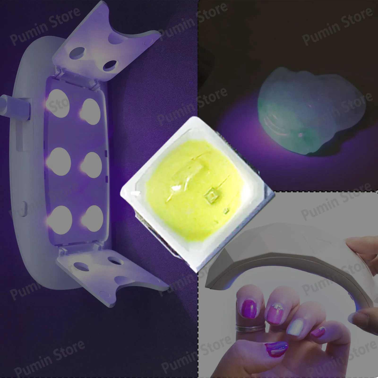10 SZTUK Lampka do paznokci UV LED SMD DC6.8-7.2V DC3.6-4.0V 1W Lampa UV LED 365+395NM Diody LED do paznokci SUN Maszyna do akcesoriów DIY — zdjęcie 7