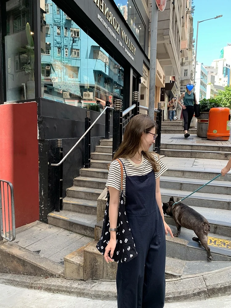 القطن الكتان إخفاء وزرة الأزرق المرأة فضفاضة مستقيم أنبوب السراويل الصيف التخسيس جديد وصول 2025 عمال تصميم الإحساس