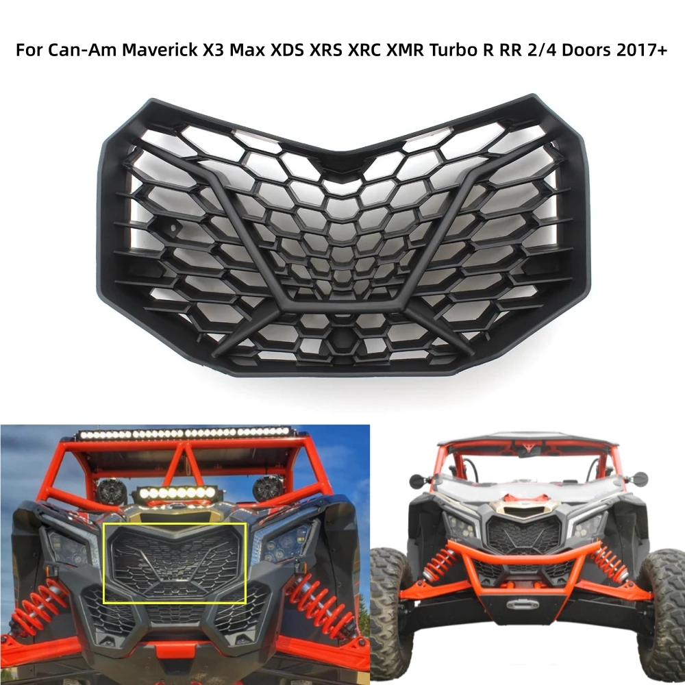 UTV Accessories Front Radiator Grilles Main Mesh Grille Matte Black For Can Am Maverick X3 Max XDS XRS XRC XMR Turbo R 2017-2023