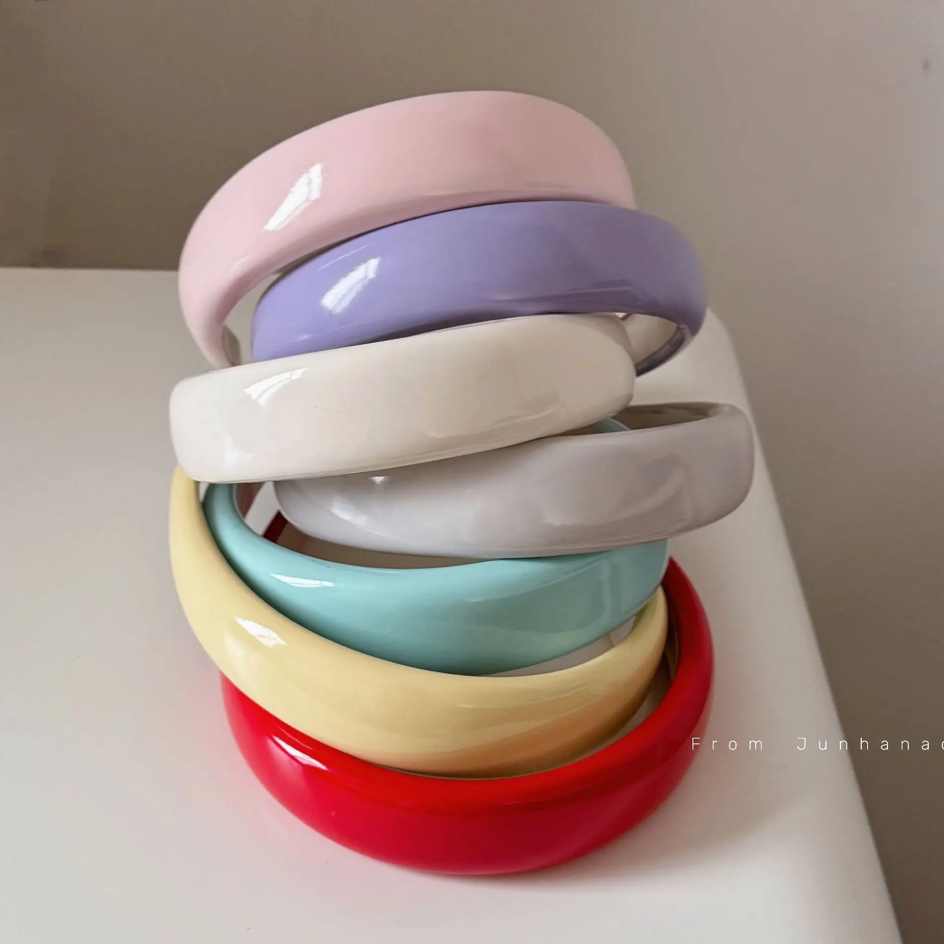 Diadema de esponja de charol brillante de color caramelo coreano, accesorios para el cabello de mujer de alta moda craneal