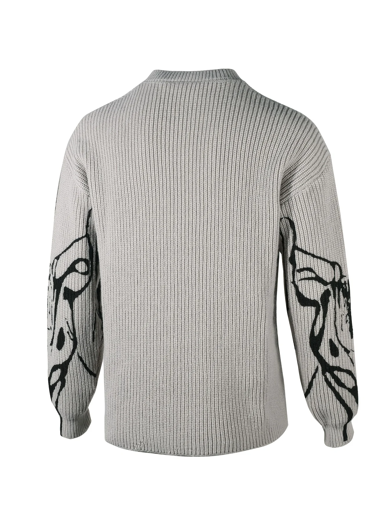 LVLAEA мужской вязаный пуловер с длинными рукавами и круглым вырезом, жаккардовая уличная одежда на осень-зиму, стиль Y2K