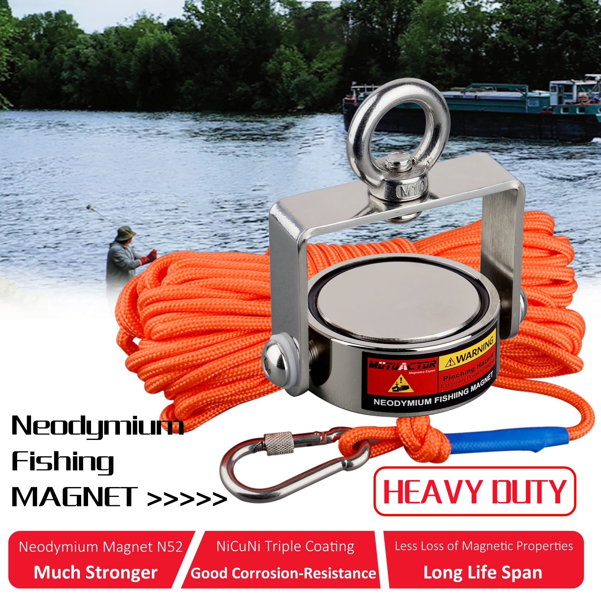 400lbs 600lbs Rotatable Two side Three Sides Fishing Magnet Kit Strong Combined 1200lb Neodymium Rectangle Magnets Durable Rope