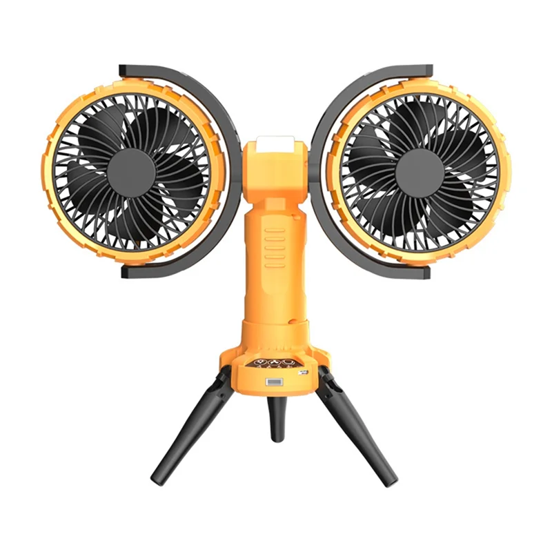 

Household Parts Camping Fan Dual Head Fan Hang Small Ceiling Fan Double Head Folding Outdoor Cooling Fan