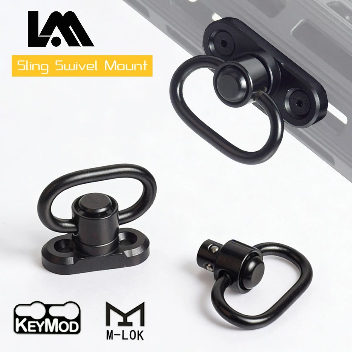 1.25” QD Sling Swivel Mount Heavy Duty Quick Detach Push Button Swivels Two Point Sling 360 °Rotatable Easy to Mount QD Sling