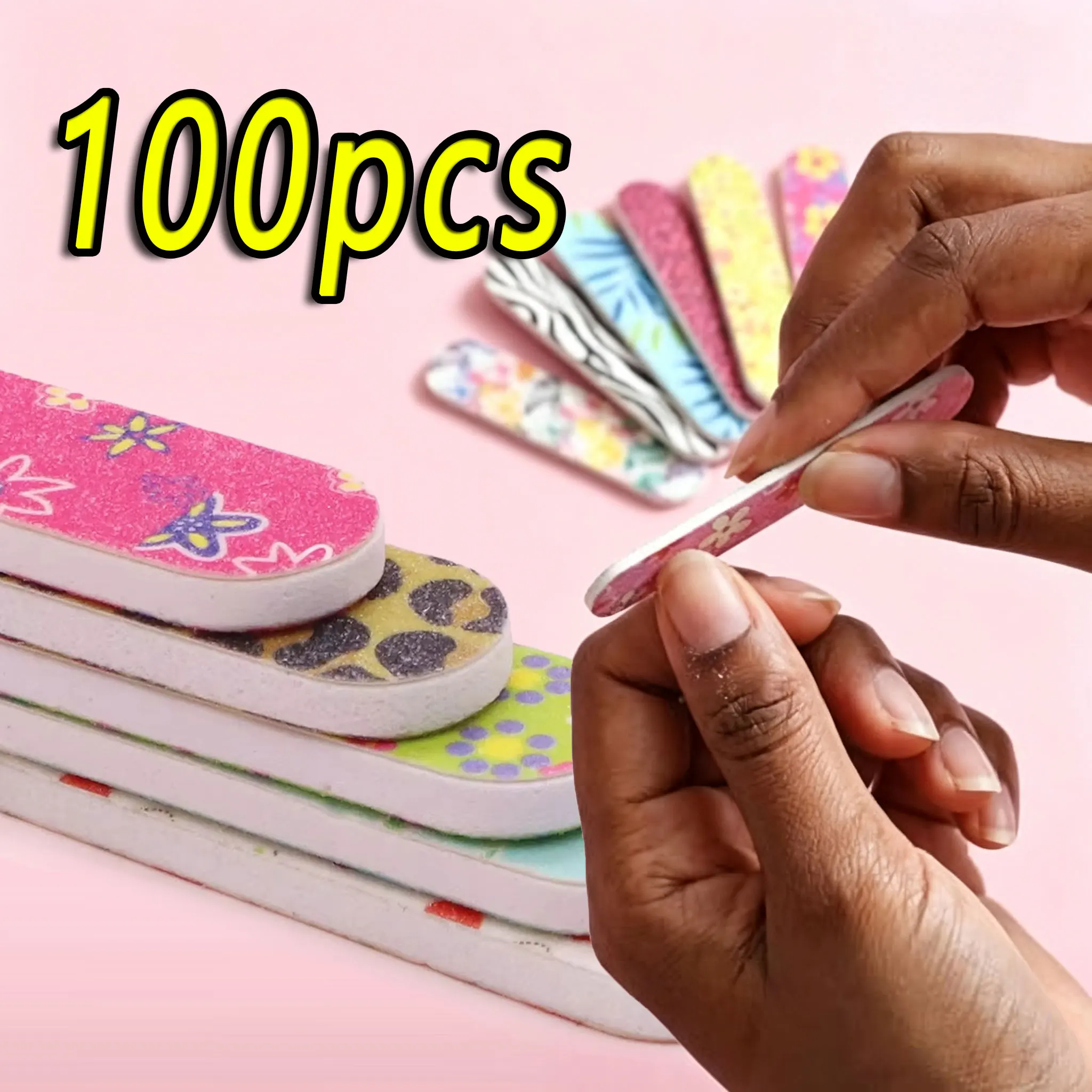 Conjunto de 20-100 peças de blocos de lixa para unhas de dupla face, mini blocos de polimento para esmalte em gel, impressão de cores, manicure, pedic