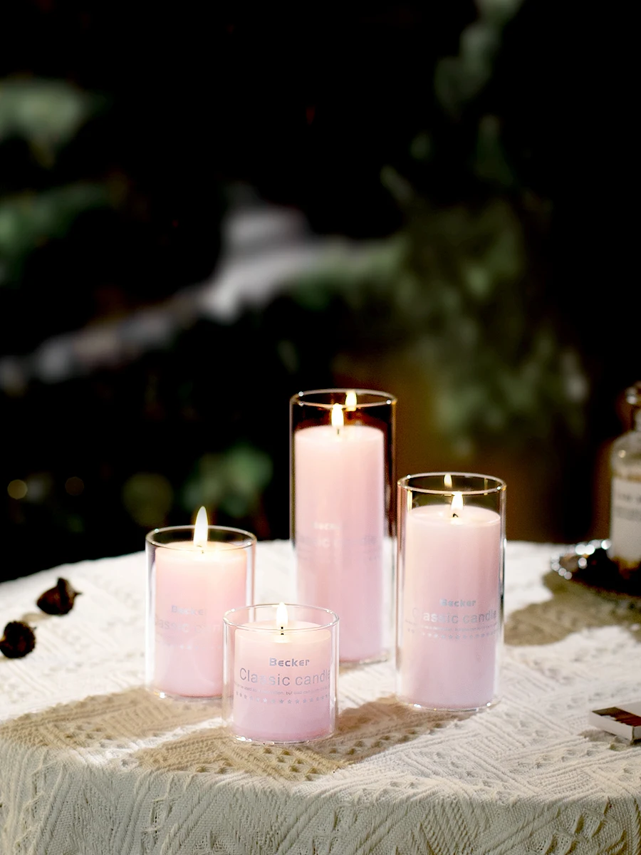  Glass Candle Holder European Style Romantic Valentine's Day Dinner Birthday Wedding Atmosphere Decoration Smokeless Wax