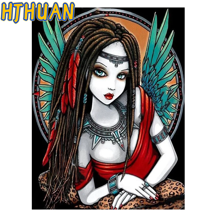 Cartoon Indian Diamond Painting, Embroidery, Cross Stitch, Cross Stitch, Full Square, Round Drill, 5D, Mosaic, Little Girl