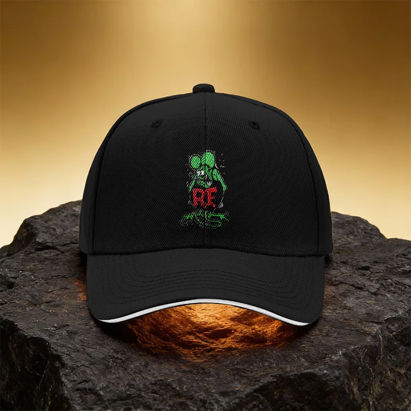 Green Monster Mouse Pattern Hat, Unisex Printed Baseball Cap Sandwich Brim Sports Cap, Suitable for Daily Commuting and Travel -