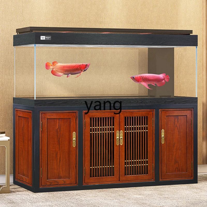 Yjq Solid Wood Professional Large Super White Glass Bottom Filter Change Water Home Living Room High-End Dragon Fish Tank