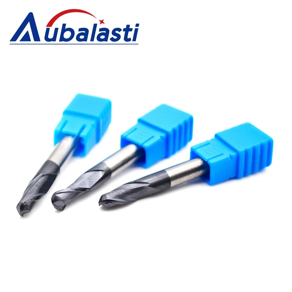 Aubalasti HRC45 2 Flutes Ball Nose End Mill Milling Cutter CNC Router Bits Tools CNC Milling Cutter Bits for Metal Cutting