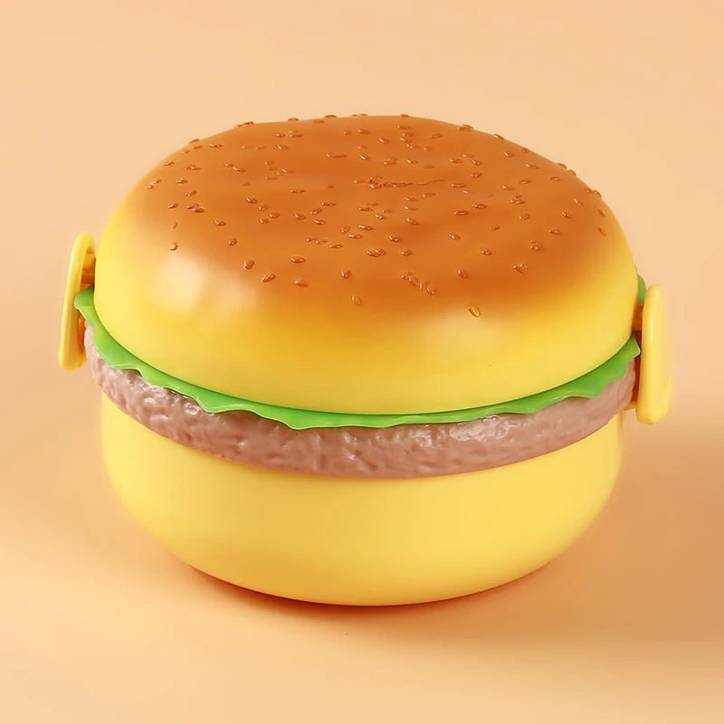 Burger Hamburger Shape Round Lunch Boxs For Kids Food Containers Japanese Bento Sushi Set Lunchbox Healthy Plastic Food Box