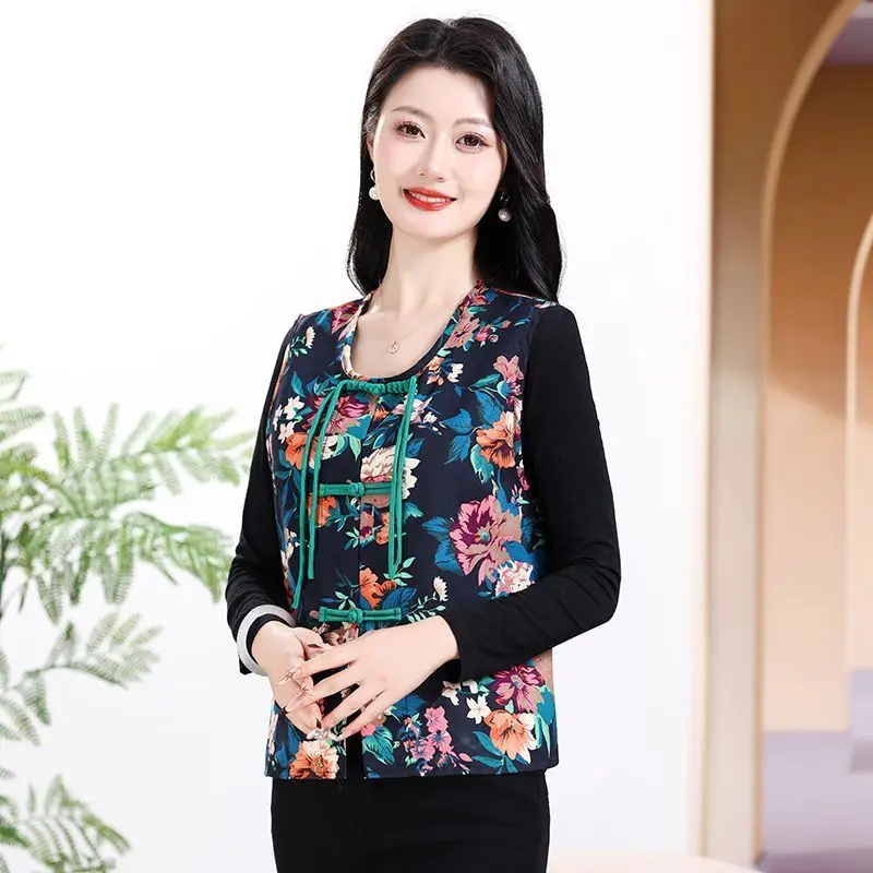 Internet Celebrity Explosion Northeast Big Flower Vest Jacket with Short Vest Spring and Summer Women's Chinese Vest Top New